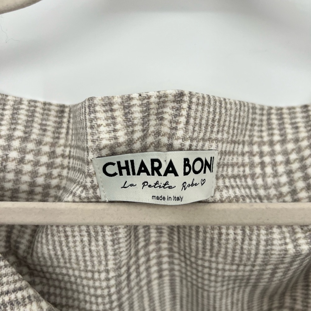 Chiara Boni Checkered Midi Dress in Beige and Gray - Picture 8 of 11